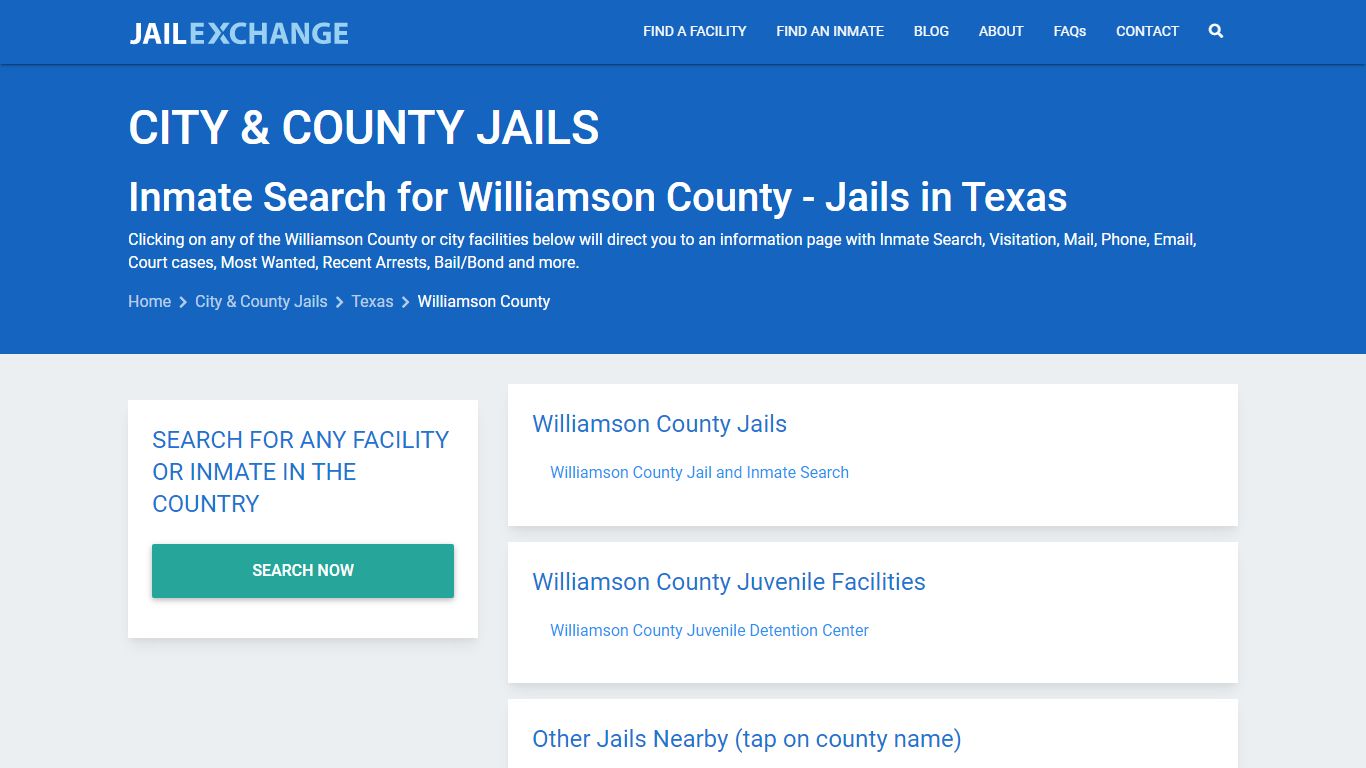 Inmate Search for Williamson County | Jails in Texas - Jail Exchange