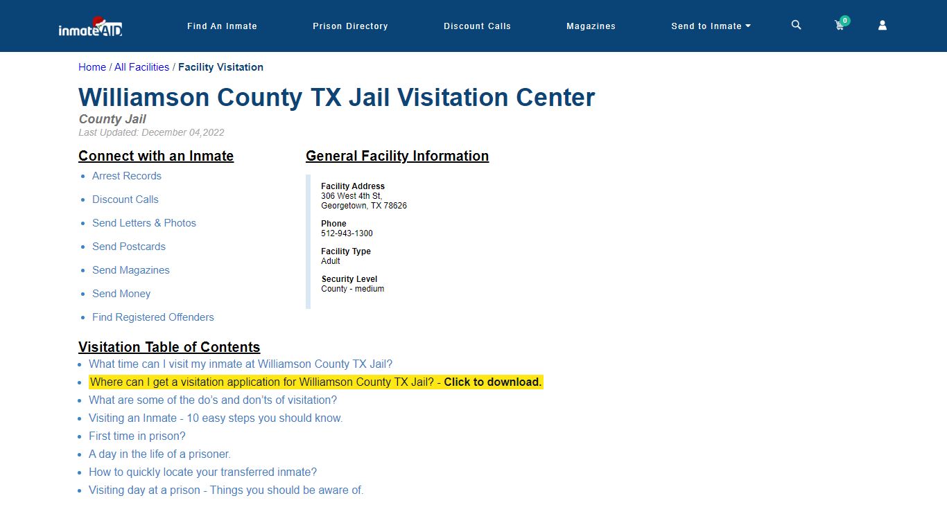 Williamson County TX Jail | Visitation, dress code & visiting hours